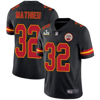 Super Bowl LV 2021 Men Kansas City Chiefs #32 Tyrann Mathieu Black Jersey->kansas city chiefs->NFL Jersey